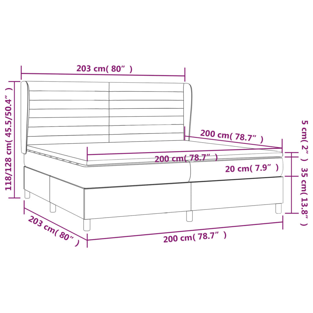 vidaXL Lova su spyruoklėmis ir čiužiniu, juoda, 200x200 cm, aksomas kaina ir informacija | Lovos | pigu.lt