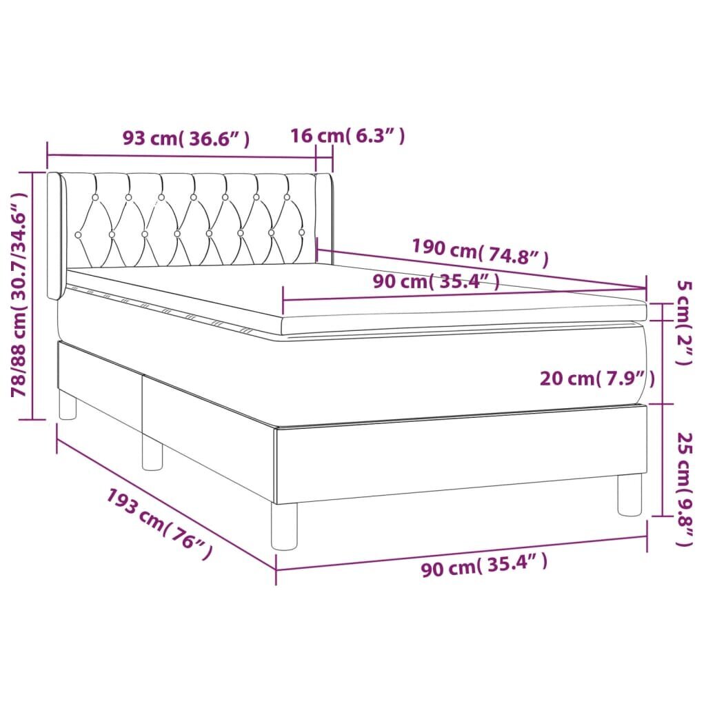 Lova vidaXL, juoda, 90x190 cm kaina ir informacija | Lovos | pigu.lt