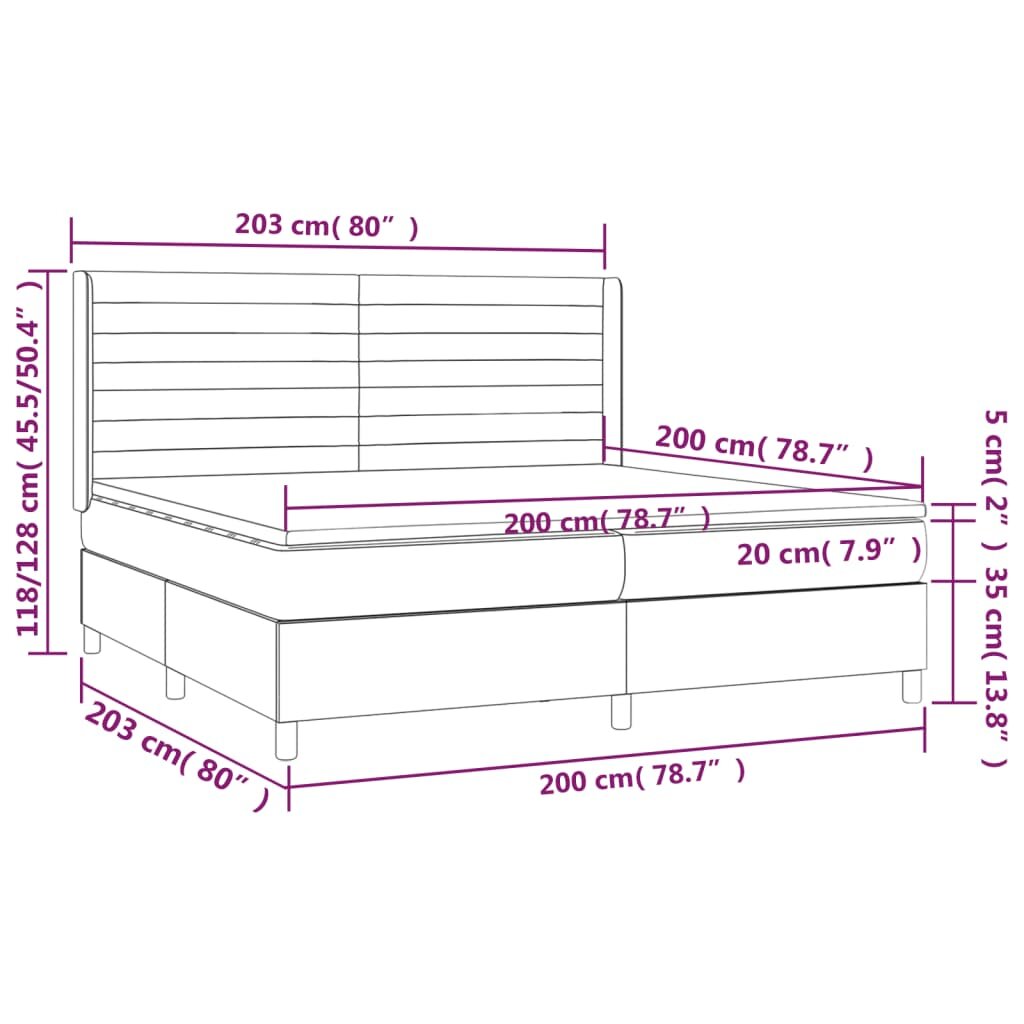 vidaXL Lova su spyruoklėmis ir čiužiniu, juoda, 200x200 cm, audinys kaina ir informacija | Lovos | pigu.lt