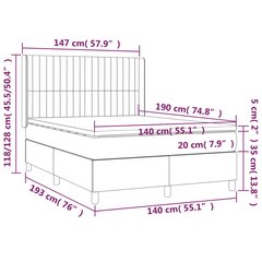 vidaXL Lova su spyruoklėmis ir čiužiniu, mėlyna, 140x190 cm, audinys цена и информация | Кровати | pigu.lt