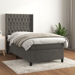vidaXL Кровать с пружинами и матрасом, серый, 80х200см, бархат цена и информация | Кровати | pigu.lt