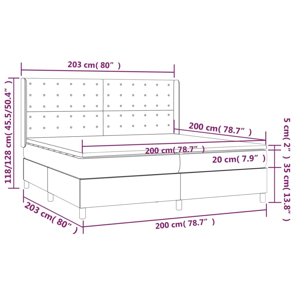 vidaXL Lova su spyruoklėmis ir čiužiniu, žalia, 200x200 cm, aksomas kaina ir informacija | Lovos | pigu.lt