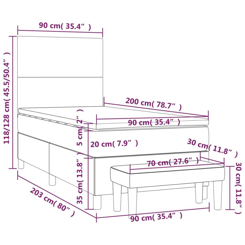 Lova vidaXL, 90x200 cm, juoda kaina ir informacija | Lovos | pigu.lt