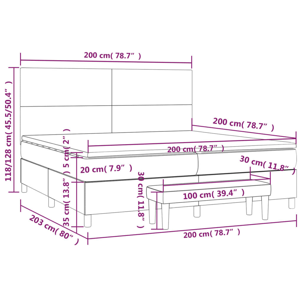 Lova 200x200 cm, juoda kaina ir informacija | Lovos | pigu.lt