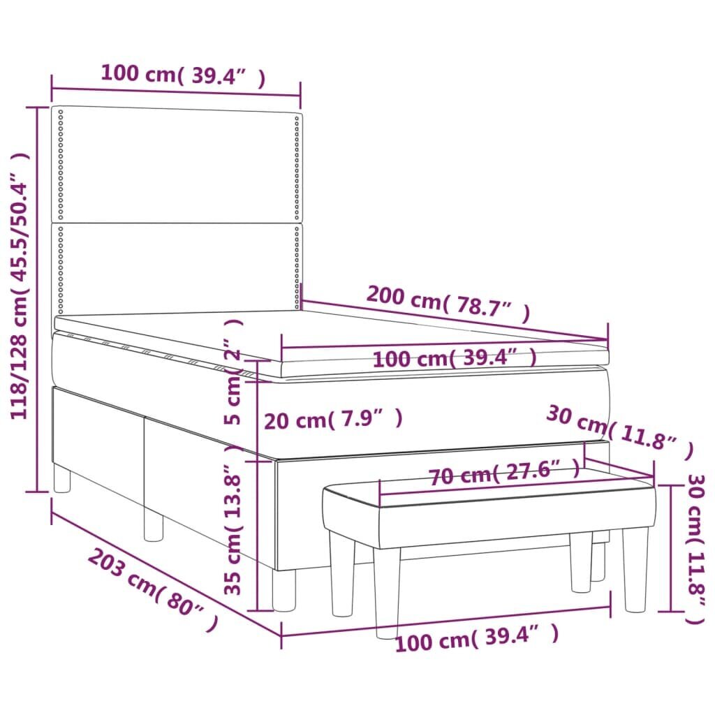 Lova su spyruoklėmis ir čiužiniu, rožinė, 100x200 cm kaina ir informacija | Lovos | pigu.lt