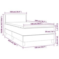 vidaXL Lova su spyruoklėmis ir čiužiniu, taupe, 100x200cm, audinys kaina ir informacija | Lovos | pigu.lt