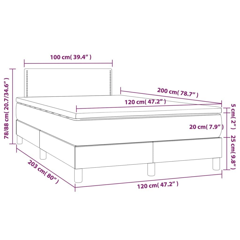 Lova su čiužiniu 120x200 cm, juoda kaina ir informacija | Lovos | pigu.lt