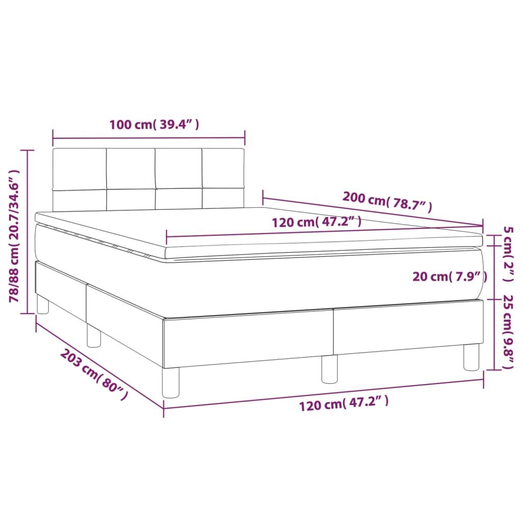 Lova su čiužiniu 120x200 cm, juoda kaina ir informacija | Lovos | pigu.lt