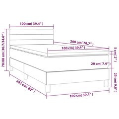 vidaXL Lova su spyruoklėmis ir čiužiniu, mėlyna, 100x200cm, audinys kaina ir informacija | Lovos | pigu.lt