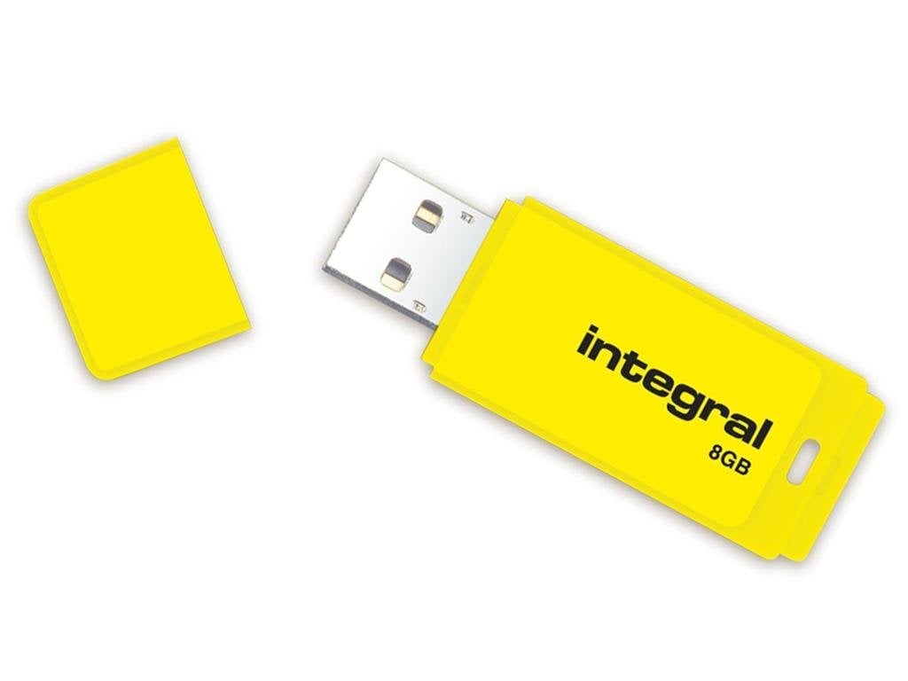 Atmintukas Integral Neon 8GB, Geltonas kaina ir informacija | USB laikmenos | pigu.lt