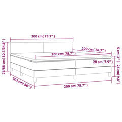 vidaXL Lova su spyruoklėmis ir čiužiniu, kreminė, 200x200 cm, audinys kaina ir informacija | Lovos | pigu.lt