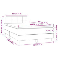 vidaXL Lova su spyruoklėmis ir čiužiniu, kreminė, 120x200 cm, audinys цена и информация | Кровати | pigu.lt