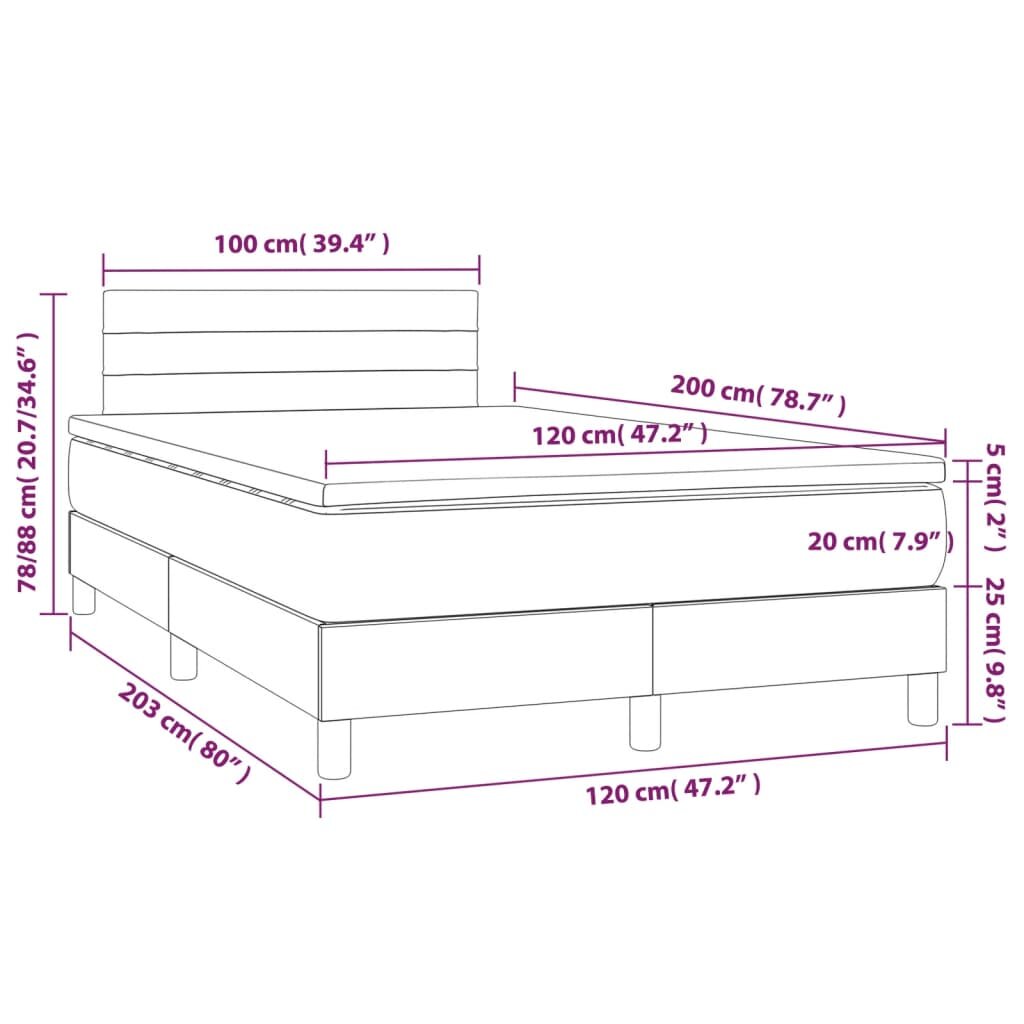 vidaXL Lova su spyruoklėmis ir čiužiniu, juoda, 120x200 cm, audinys kaina ir informacija | Lovos | pigu.lt