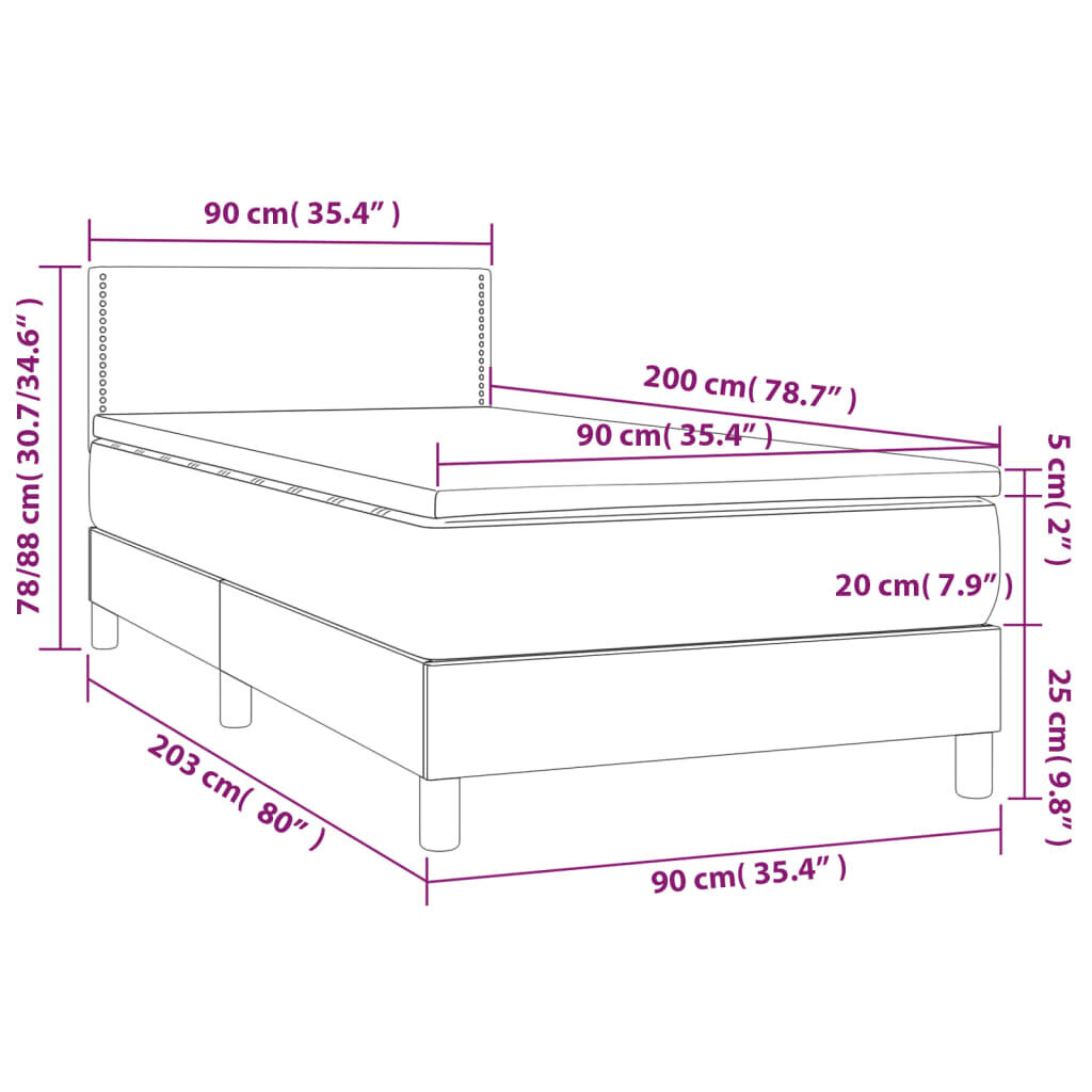 Lova su čiužiniu 90x200cm, balta kaina ir informacija | Lovos | pigu.lt