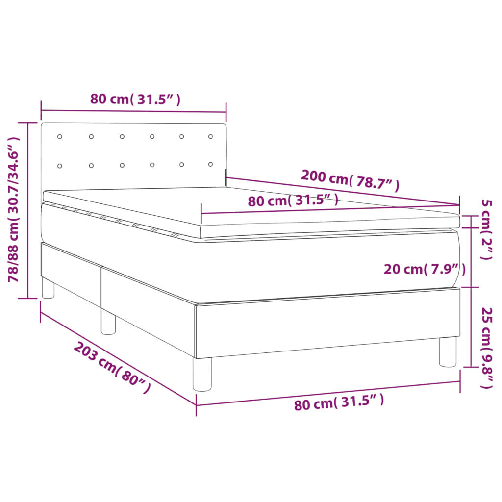 Lova su čiužiniu 80x200cm, balta kaina ir informacija | Lovos | pigu.lt