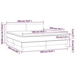 vidaXL Lova su spyruoklėmis ir čiužiniu, mėlyna, 180x200 cm, aksomas цена и информация | Кровати | pigu.lt