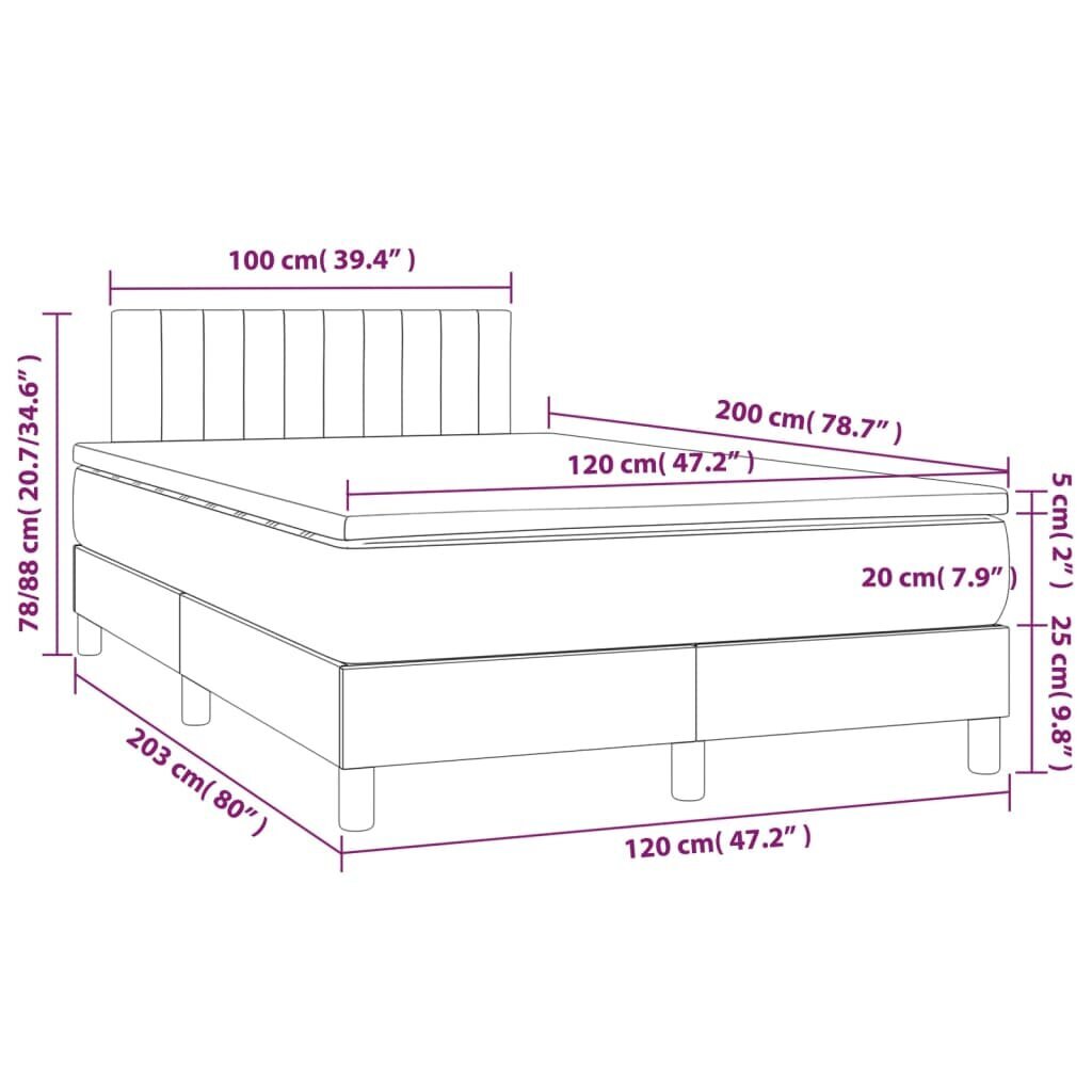 Lova su čiužiniu 120x200cm, juoda kaina ir informacija | Lovos | pigu.lt