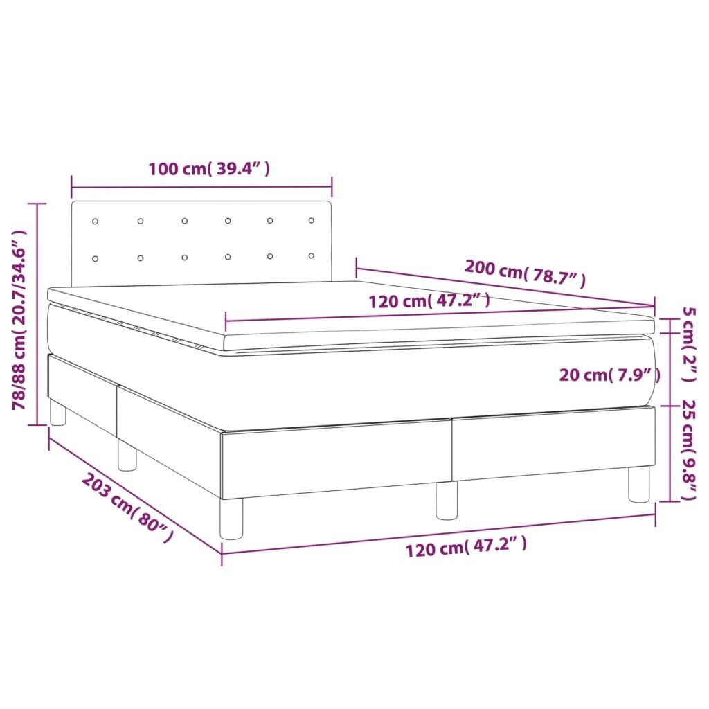 Lova su čiužiniu 120x200cm, juoda kaina ir informacija | Lovos | pigu.lt