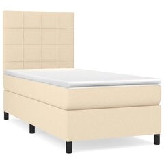 Кровать с пружинами и матрасом vidaXL, Ткань, 90х190 см, кремовый цвет цена и информация | Кровати | pigu.lt
