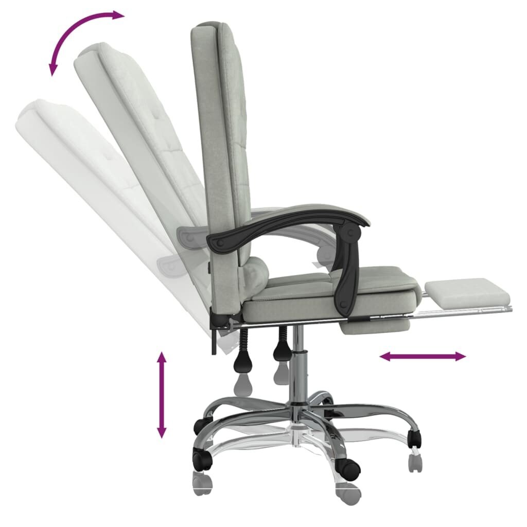 Atlošiama masažinė biuro kėdė, Aksomas, šviesiai pilka kaina ir informacija | Biuro kėdės | pigu.lt