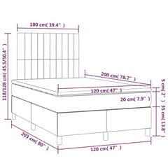 Lova su spyruoklėmis ir čiužiniu vidaXL, Audinys, 120x200 cm, tamsiai pilka kaina ir informacija | Lovos | pigu.lt