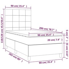 Lova su spyruoklėmis ir čiužiniu vidaXL, Audinys, 90x200 cm, kreminė spalva kaina ir informacija | Lovos | pigu.lt