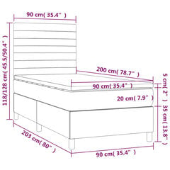 vidaXL Lova su spyruoklėmis ir čiužiniu, tamsiai pilka, 90x200 cm цена и информация | Кровати | pigu.lt