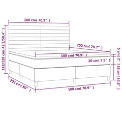 vidaXL Lova su spyruoklėmis ir čiužiniu, pilka, 180x200cm, audinys цена и информация | Кровати | pigu.lt
