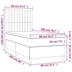 vidaXL Lova su spyruoklėmis ir čiužiniu, kreminė, 80x200cm, audinys цена и информация | Кровати | pigu.lt