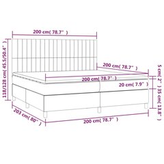 vidaXL Lova su spyruoklėmis ir čiužiniu, pilka, 200x200cm, audinys цена и информация | Кровати | pigu.lt