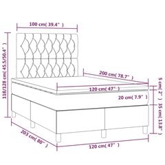 vidaXL Lova su spyruoklėmis ir čiužiniu, mėlyna, 120x200 cm, audinys kaina ir informacija | Lovos | pigu.lt