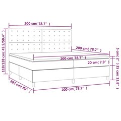 vidaXL Lova su spyruoklėmis ir čiužiniu, juoda, 200x200 cm, audinys цена и информация | Кровати | pigu.lt