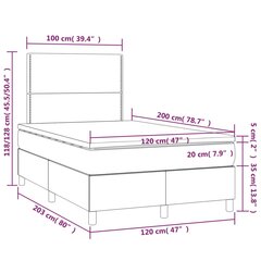 vidaXL Lova su spyruoklėmis ir čiužiniu, balta,120x200cm, dirbtinė oda kaina ir informacija | Lovos | pigu.lt