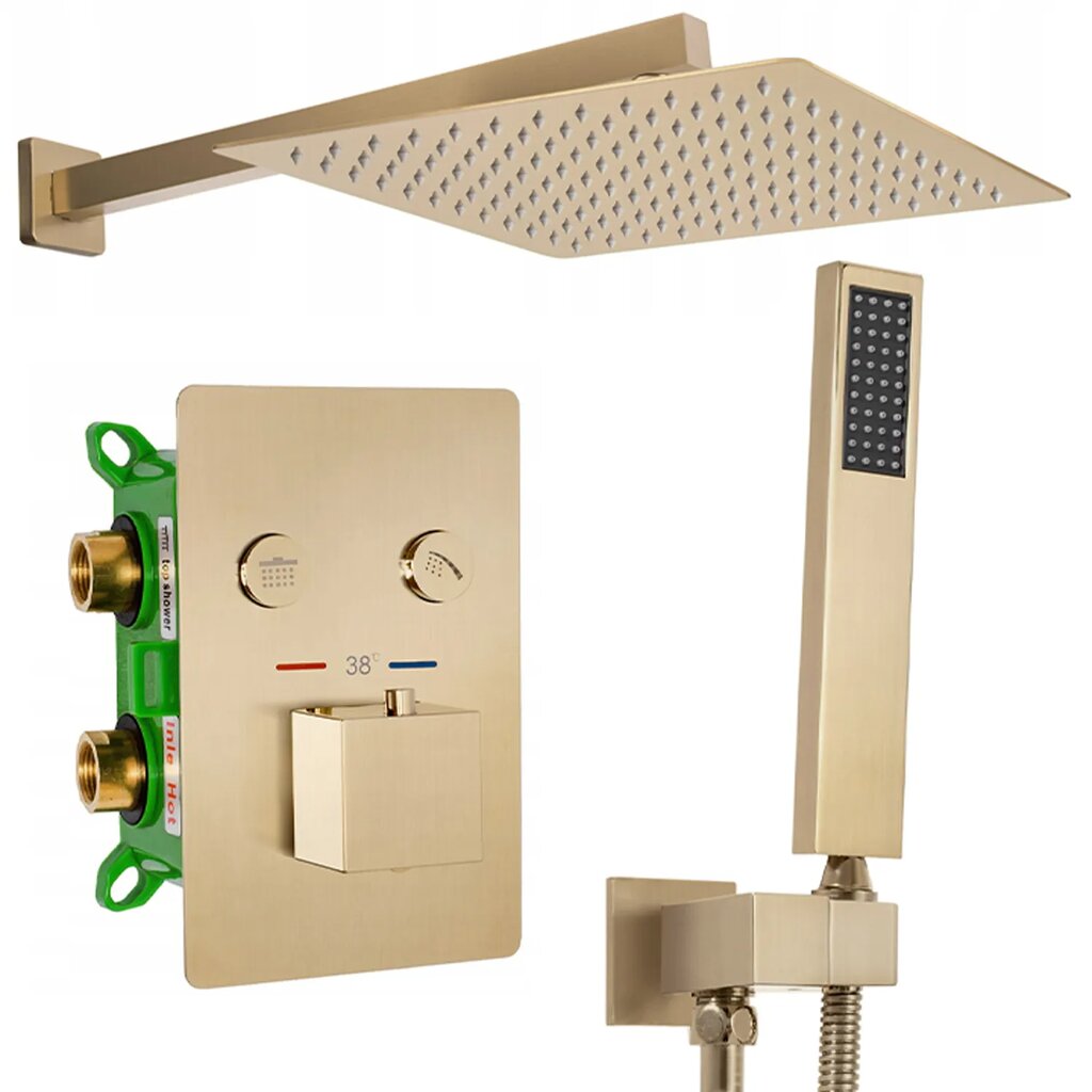 Potinkinis dušo komplektas su termostatu REA Fenix Davis, Brushed Gold, +Box цена и информация | Dušo komplektai ir panelės | pigu.lt