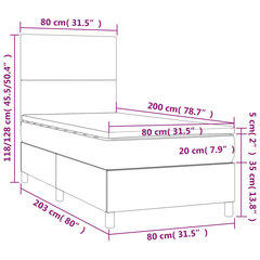 vidaXL Lova su spyruoklėmis ir čiužiniu, mėlyna, 80x200cm, aksomas цена и информация | Кровати | pigu.lt