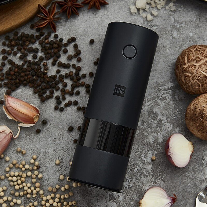 Xiaomi elektrinė druskinė - pipirinė HuoHou Electric Mill Grinder, juoda цена и информация | Prieskonių indeliai, malūnėliai | pigu.lt