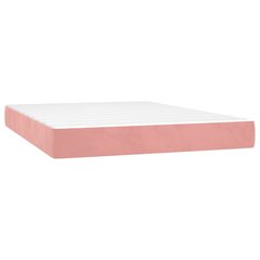 vidaXL Lova su spyruoklėmis ir čiužiniu, rožinė, 140x200 cm, aksomas kaina ir informacija | Lovos | pigu.lt