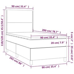 vidaXL Lova su spyruoklėmis ir čiužiniu, juoda, 90x200 cm, aksomas kaina ir informacija | Lovos | pigu.lt