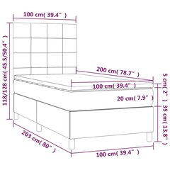 vidaXL Lova su spyruoklėmis ir čiužiniu, juoda, 100x200 cm, aksomas kaina ir informacija | Lovos | pigu.lt