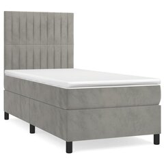 vidaXL Кровать с пружинами и матрасом, серый, 80х200см, бархат цена и информация | Кровати | pigu.lt