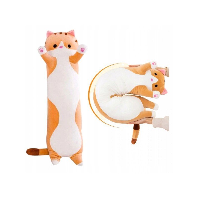 Pliušinis žaislas Katė - pagalvė, ruda, 70 cm kaina ir informacija | Minkšti (pliušiniai) žaislai | pigu.lt