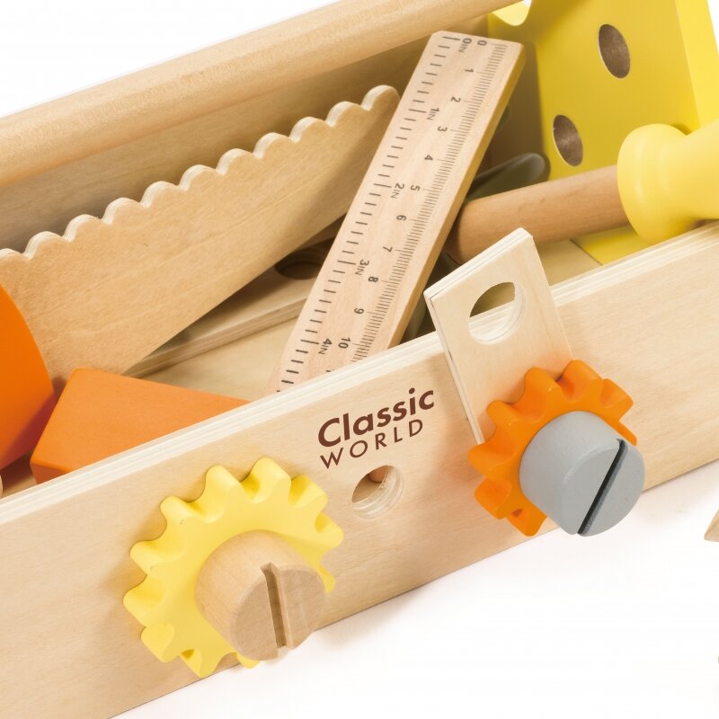 Žaislinis medinių įrankių rinkinys dėžutėje Classic World kaina ir informacija | Lavinamieji žaislai | pigu.lt