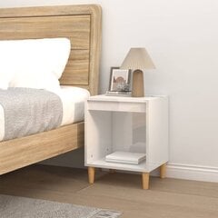 Naktinė spintelė, Apdirbta mediena, 40x35x50cm, balta blizgi spalva kaina ir informacija | Spintelės prie lovos | pigu.lt