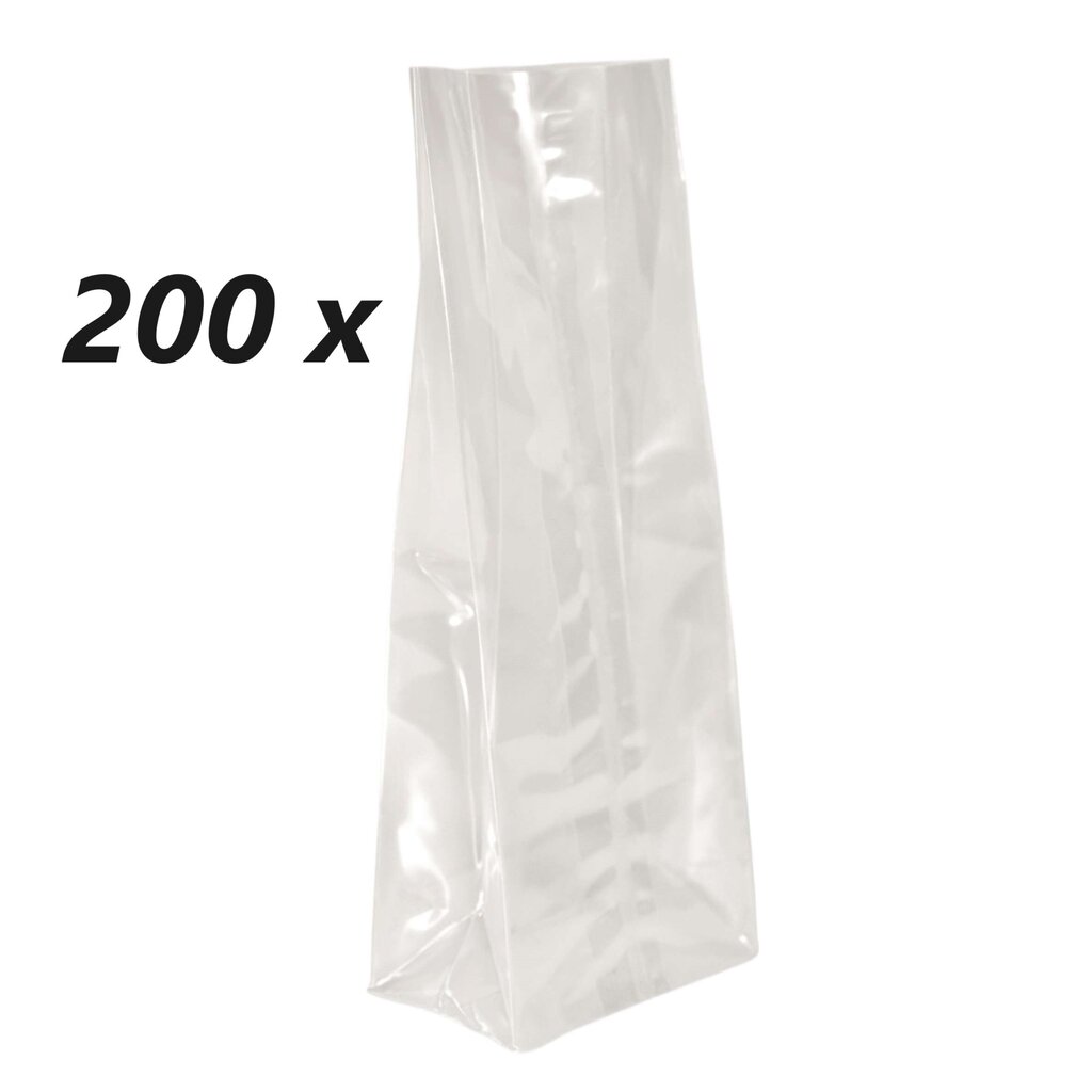 Polipropileniniai maišeliai plokščiu pagrindu 70/40/192 mm, 200 vnt. kaina ir informacija | Maisto saugojimo  indai | pigu.lt