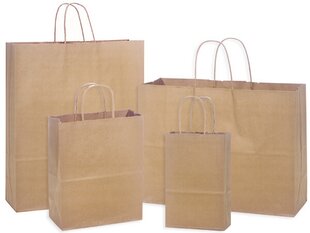 Popierinis maišelis su rankenėlėmis, 180x80x225mm, 90gsm, 3L, rudos sp. kaina ir informacija | Sąsiuviniai ir popieriaus prekės | pigu.lt