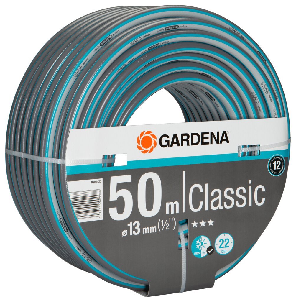 Gardena Classic laistymo žarna, 50 m, 13 mm 1/2" kaina ir informacija | Laistymo įranga, purkštuvai | pigu.lt