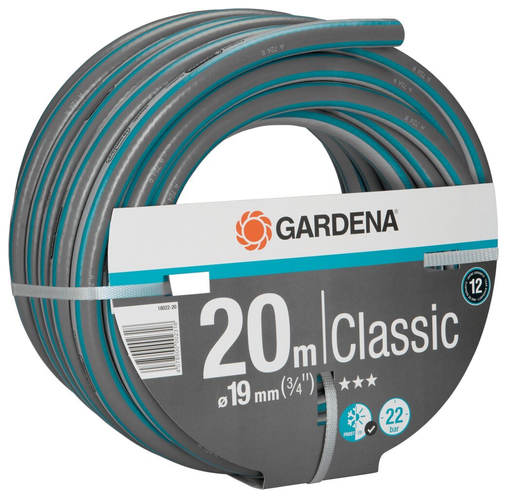 Gardena Classic laistymo žarna, 20 m, 19 mm (3/4") kaina ir informacija | Laistymo įranga, purkštuvai | pigu.lt