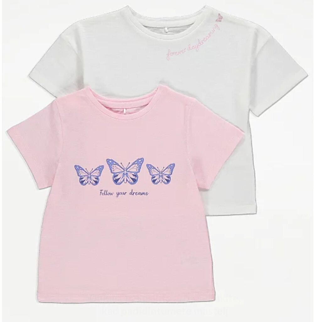 Marškinėliai trumpomis rankovėmis, 2 vnt. kaina ir informacija | Marškinėliai mergaitėms | pigu.lt