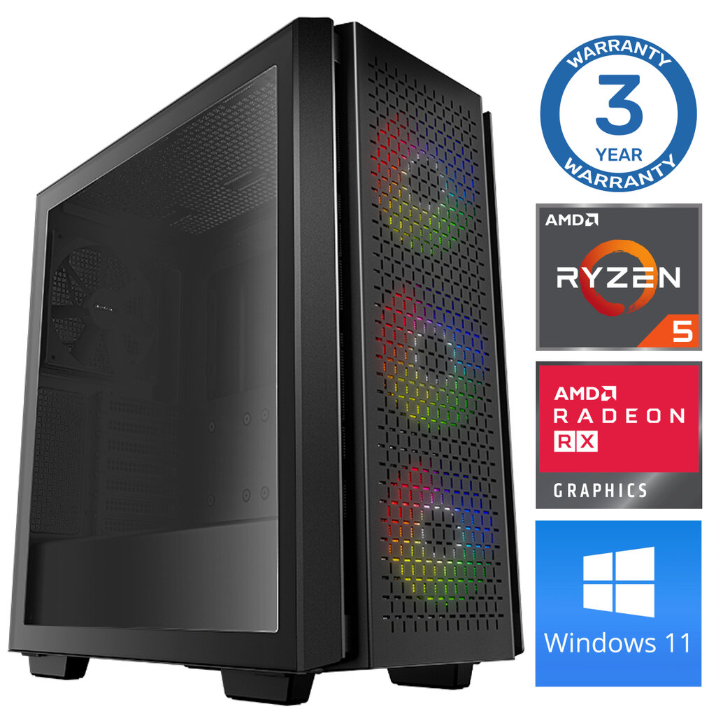 INTOP Ryzen 5 5500 16GB 1TB SSD M.2 NVME RX580 8GB WIN11Pro цена и информация | Stacionarūs kompiuteriai | pigu.lt