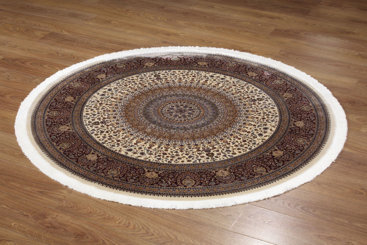 Kilimas Qum 2007A Cream-Bordo Round 240x240 cm цена и информация | Kilimai | pigu.lt